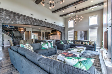 Trendy living room photo in Omaha
