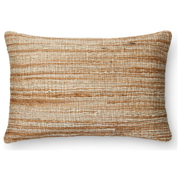 Jute Camel/Beige Decorative Throw Pillow, 13"x21", Polyester/Polyfill