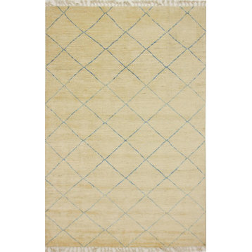 Oriental Rug Berber Maroccan Design 9'11"x6'8" Hand Knotted Carpet