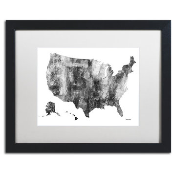 Marlene Watson 'USA Map BG-1' Framed Art, Black Frame, 16"x20", White Matte