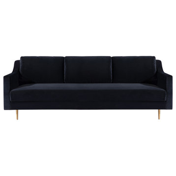 Milan Black Velvet Sofa
