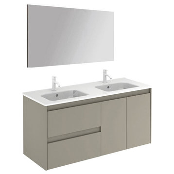 Ambra 120 DBL Pack 1 Wall Mount Bathroom Vanity with Mirror in Matte Sand