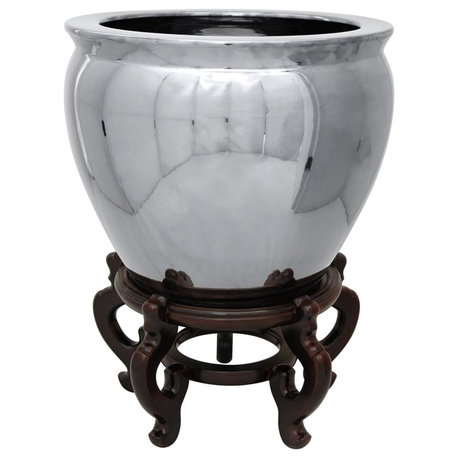 12" Pure Silver Porcelain Fishbowl