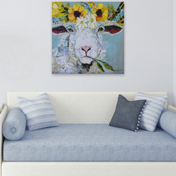 "Floral Sheep II" Painting Print on Wrapped Canvas