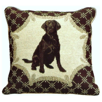 Black Labrador Petit Point Pillow