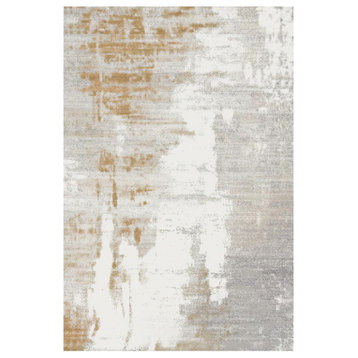 Beige/Grey Short Plush Rectangle Area Carpet, 3'3"x5'3", K04