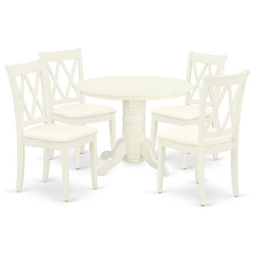 Atlin Designs 5-piece Wood Dining Set with Linen Seat in White