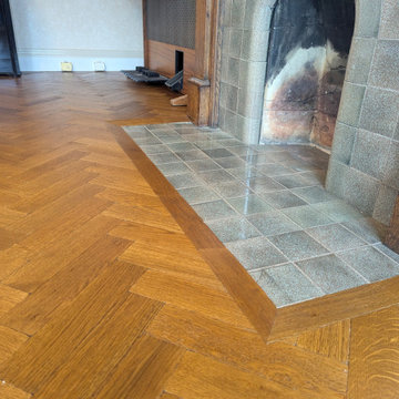 Aged Custom Copper Oak Herringbone Parquet Installation | Harrow on the Hill HA3
