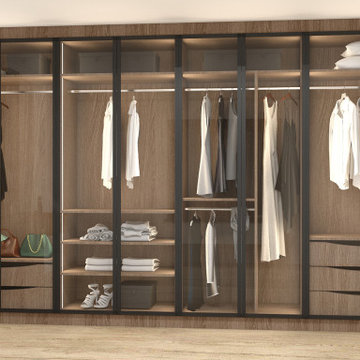 Hinged Glass Wardrobe Brown Orlean Oak Natural Dijon Walnut | Inspired Elements