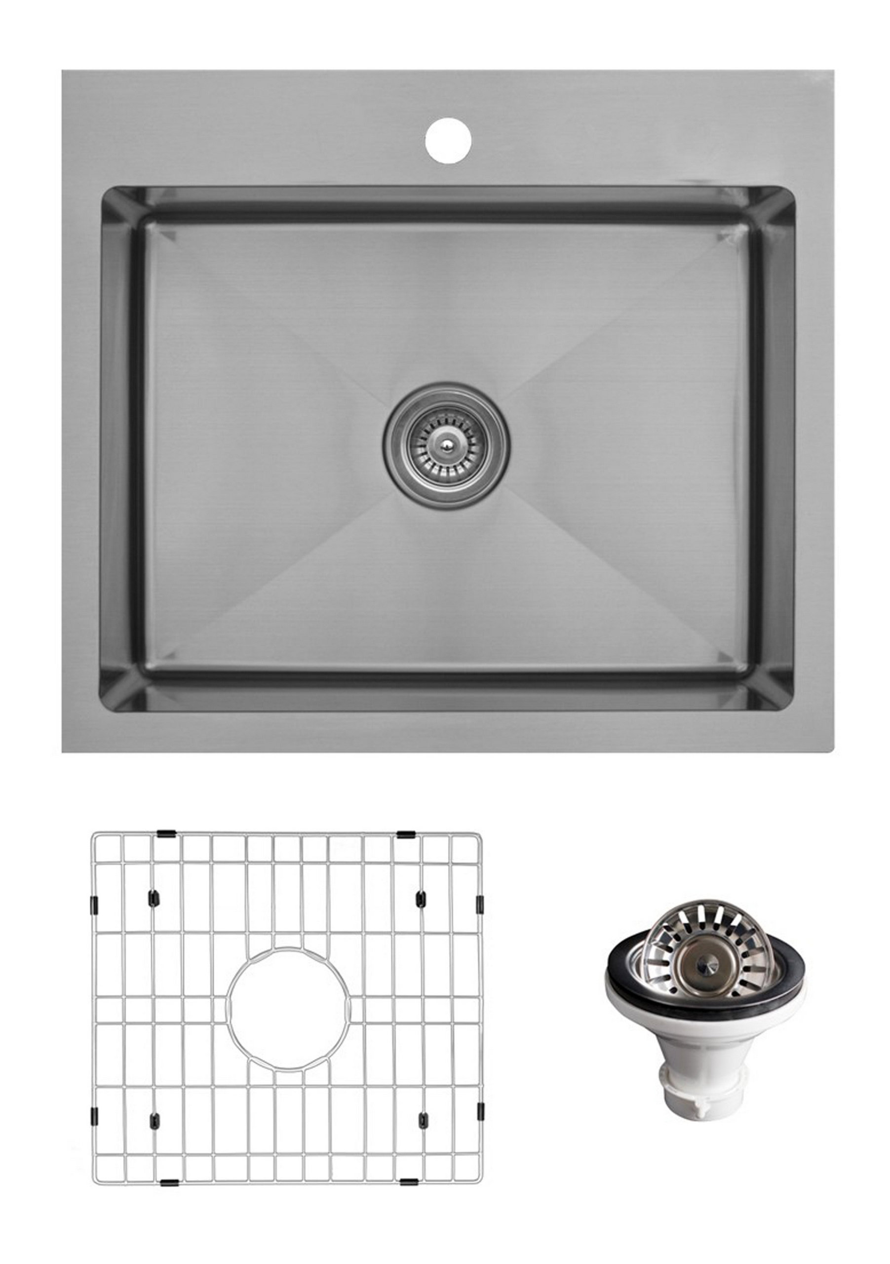 Karran Top Mount Stainless Steel 25" 16-Gauge Drop-In Single Bowl Sink Kit