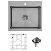 Karran Top Mount Stainless Steel 25" 16-Gauge Drop-In Single Bowl Sink Kit