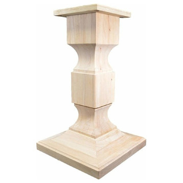 Farmhouse Plant Stand, Pedestal Design Constructed With Hardwood, Natural