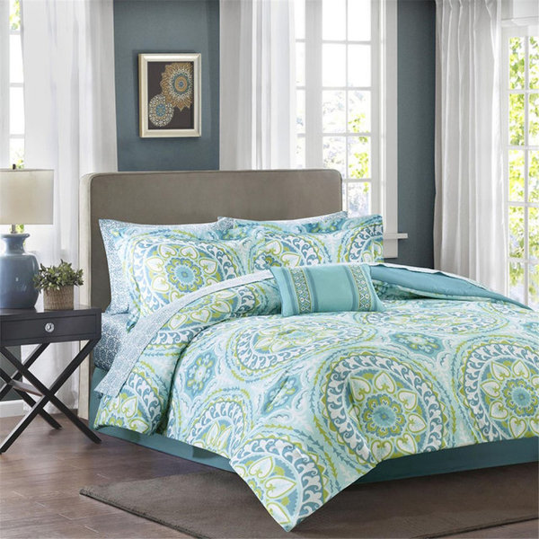 Complete Bed & Sheet Set Serenity Green Cotton Rich Duvet Set