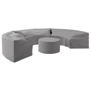 Catalina 6Pc Furniture Cover Set Gray, 3 Round Sectional Sofas And Coffee Table