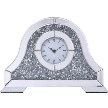 Table Clock Mantel SPARKLE Contemporary Silver Crystal