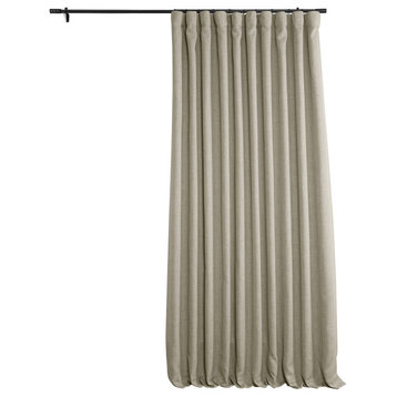 Faux Linen Extra Wide Room Darkening Curtain Single Panel, Oatmeal, 100"x96"