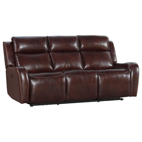 Wainwright Dual-Power Sofa With Power Headrest, Reddish Brown