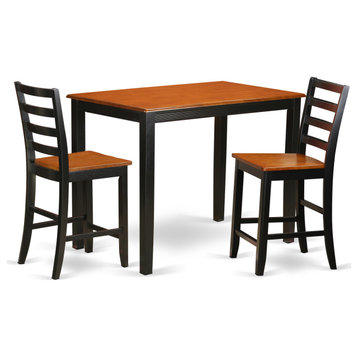 3 Pc Counter Height Pub Set -Pub Table And 2 Kitchen Dining Chairs