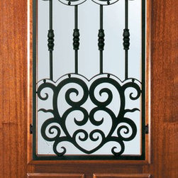 Slab Single Door 80 Mahogany Barcelona Arch Lite Wrought Iron - Front Doors
