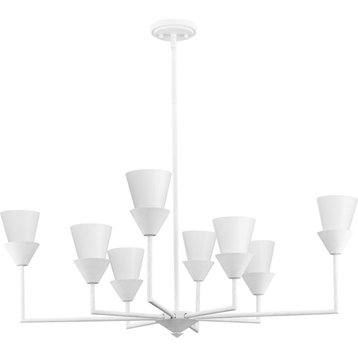 Pinellas Collection 14.37" 8-Light Contemporary Chandelier, White Plaster