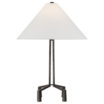 Clifford Medium Table Lamp in Aged Iron with Linen Shade