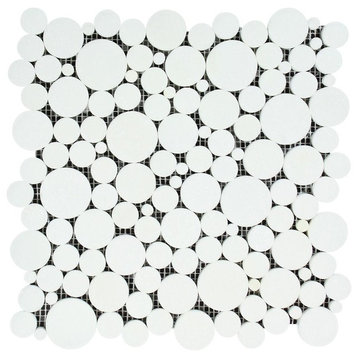 Thassos Polished Marble Bubbles Mosaic