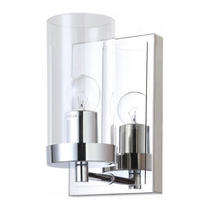 Chrome Frame Wall Sconce With Clear Glass Cylinder Shade