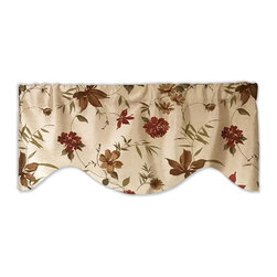 Priority Home and Design - Faux Slubbed Silk Floral Valance, Champagne - Valances