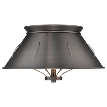2 Light Flush Mount in Industrial style - 7.5 Inches high by 14 Inches wide