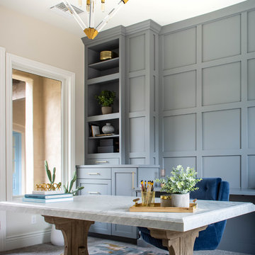 Gray Built-in Office Wall Unit