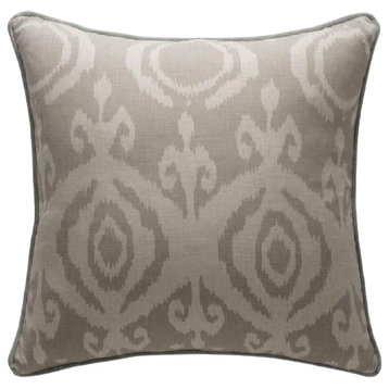 Ikat Cushion with Velvet Piping M | Andrew Martin Volcano, Beige