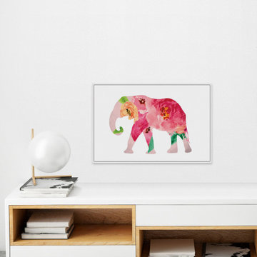 "Floral Elephant" Floater Framed Painting Print on Canvas