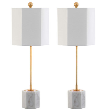 Magdalene Marble Table Lamp (Set of 2) - White, Gold Leaf