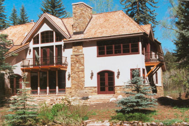 Inspiration for a rustic exterior home remodel in Albuquerque