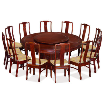 72in Red Cherry Rosewood Longevity Round Asian Dining Set - FREE Inside Delivery