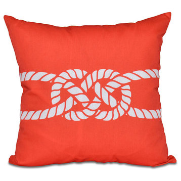 Carrick Bend, Geometric Print Outdoor Pillow, Red-Orange, 20"x20"