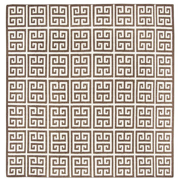 Safavieh Dhurries Dhu626C Geometric Rug, Brown/Ivory, 7'0"x7'0" Square