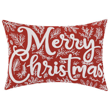 Vintage Merry Christmas Embroidered Pillow