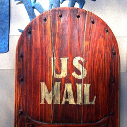 Rustic cedar mailbox door and details - Mailboxes