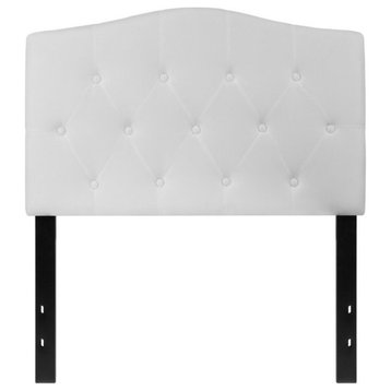 Cambridge Tufted Upholstered Twin Size Headboard, White Fabric