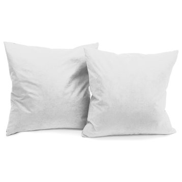 Microsuede Deco Pillow, 18x18, Feather And Down Filled, Set of 2, Gray