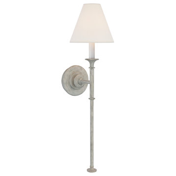 Piaf Large Tail Sconce in Swedish Gray with Linen Shade