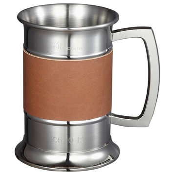 Visol 18oz Brown Leather Wrapped Stainless Steel Beer Tankard