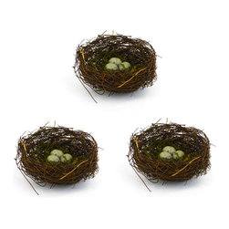 Shea's Wildflower - Robin's Nests With 3 Eggs In Each Nest, Set of 3 - Wreaths And Garlands