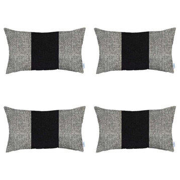 Set of 4 Ivory And Black Lumbar Pillow Covers