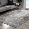 7' X 10' Beige And Gray Distressed Area Rug