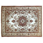 Bareens Designer Rugs - Antique Vintage Distressed Noella Beige/Red Wool Rug  - 8'3" x 11'1" - A mesmerizing addition to any decor, this brand-new hand knotted vintage wool rug featuring vibrant colors and a traditional design is made by skilled artisans capable of creating the most exceptional Persian knotted rugs. Harnessing the natural energy of the sun, each rug is organically neutralized from its original color, distressed and then saturated in an infusion of a bold vibrant color pallet to give it a fresh perspective and modern appeal. This masterpiece draws its inspiration from traditional and timeless rug designs, which provides both harmony and contrast bringing a phenomenal twist in any decor. An intricate design and exquisite coloration make this wool rug a standout piece for any room.