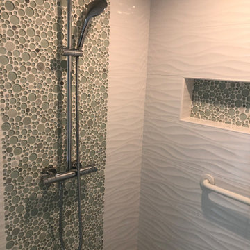 Walk In Shower with Custom Heated Stone Flooring - Close Up Detailing