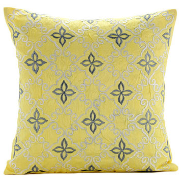 Little Memories, Yellow Art Silk Pillow Covers 14"x14"