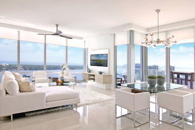 Example of a trendy living room design in Miami